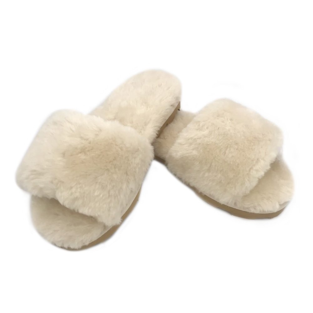 Women's Flat Sandals Memory Foam Fuzzy Open Toe House Slippers Mules Indoor Outdoor Ladies Slip On Fur Slide Slippers