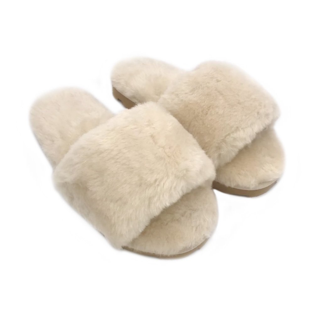 Women's Flat Sandals Memory Foam Fuzzy Open Toe House Slippers Mules Indoor Outdoor Ladies Slip On Fur Slide Slippers