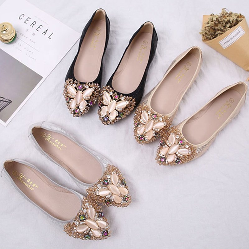 45 large size non-slip slides comfort soft dancing casual shoes pumps flat pointed toe shoes for pregnant women ladies female