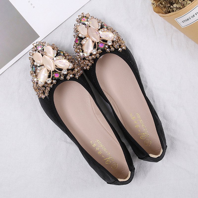 45 large size non-slip slides comfort soft dancing casual shoes pumps flat pointed toe shoes for pregnant women ladies female