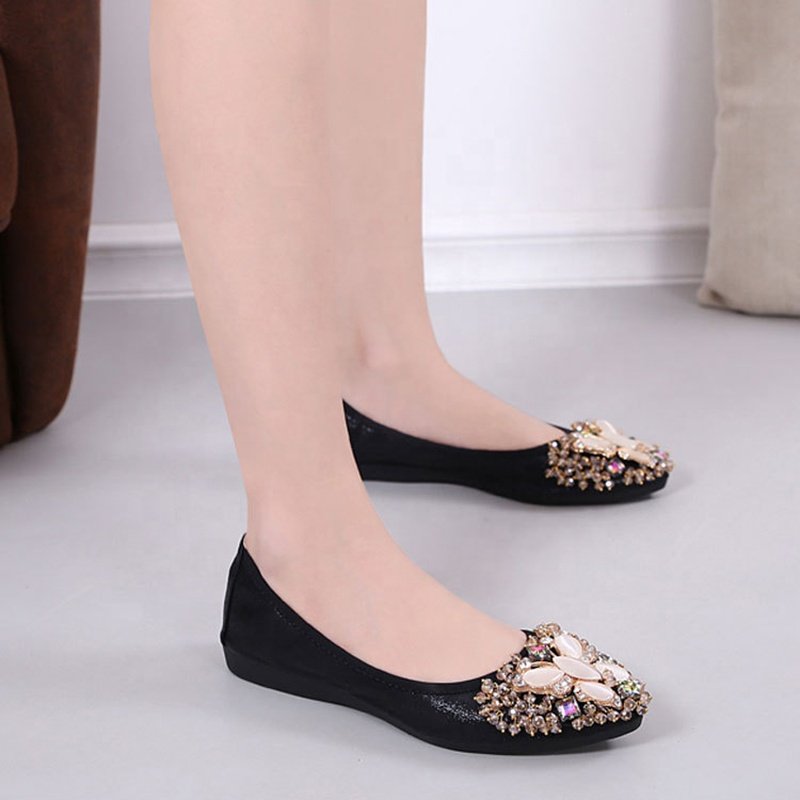 45 large size non-slip slides comfort soft dancing casual shoes pumps flat pointed toe shoes for pregnant women ladies female