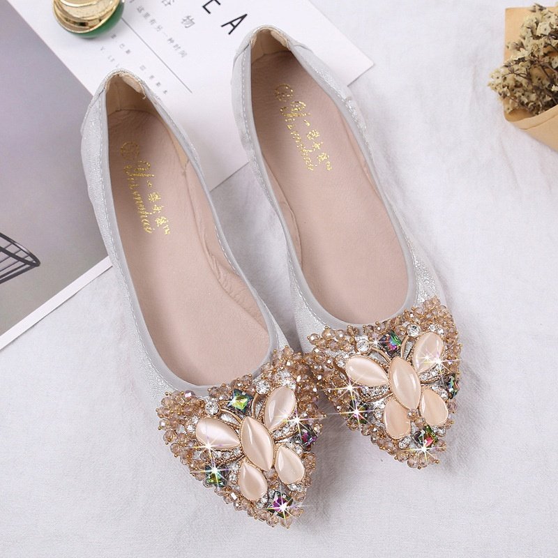 45 large size non-slip slides comfort soft dancing casual shoes pumps flat pointed toe shoes for pregnant women ladies female