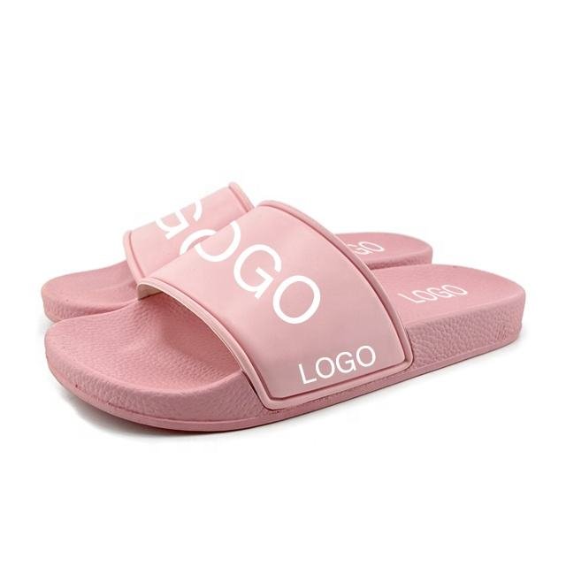 Greatslides Custom Logo Womens Sandals,Custom Slides For Women,Pink Slides Slippers Flat Sandals For Women And Ladies