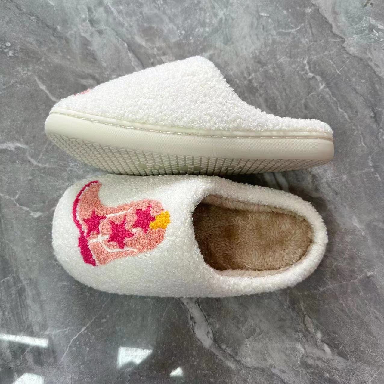 Wholesale Slippers Women Winter Indoor Flat Warm Happy Face House Slides Cute Slipper