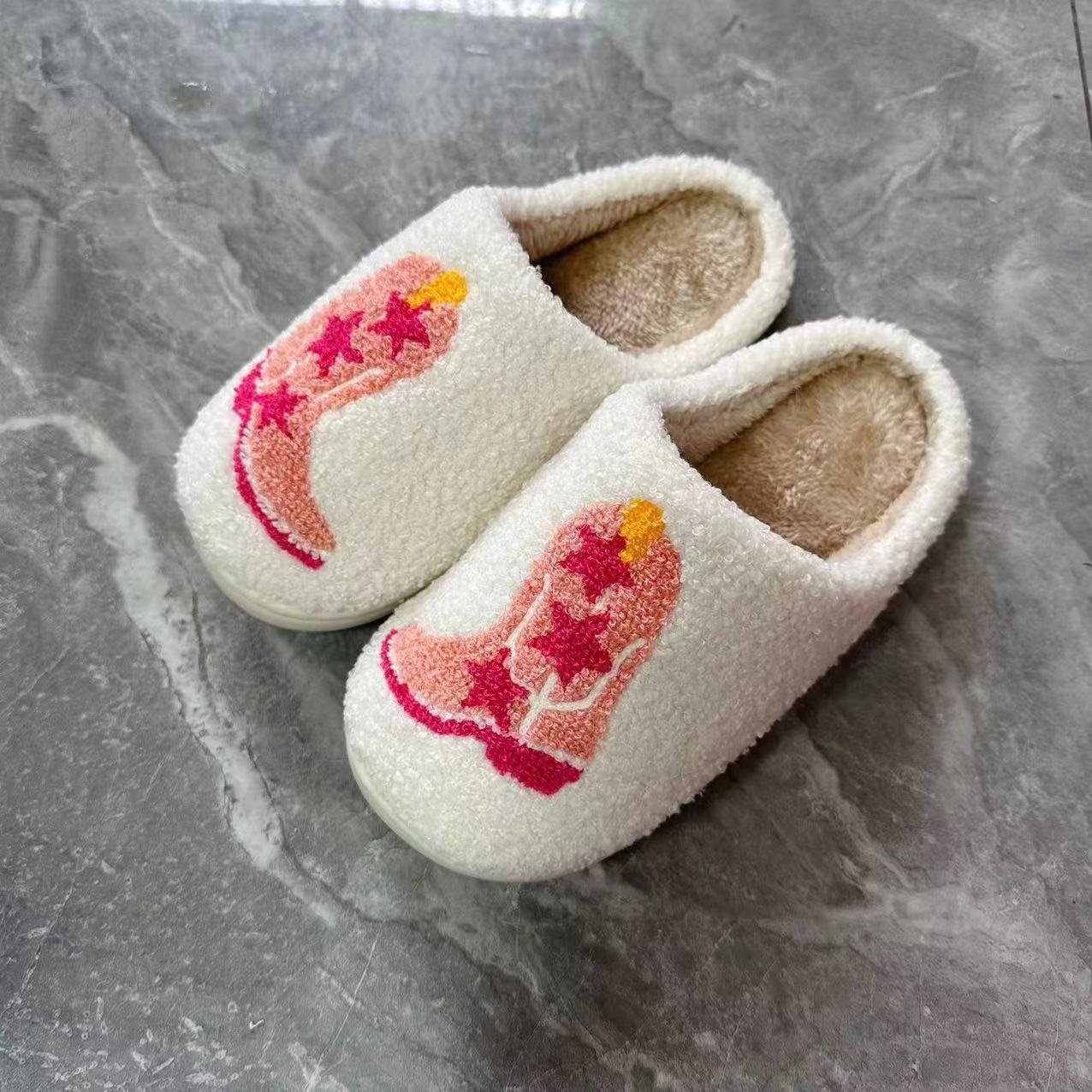 Wholesale Slippers Women Winter Indoor Flat Warm Happy Face House Slides Cute Slipper