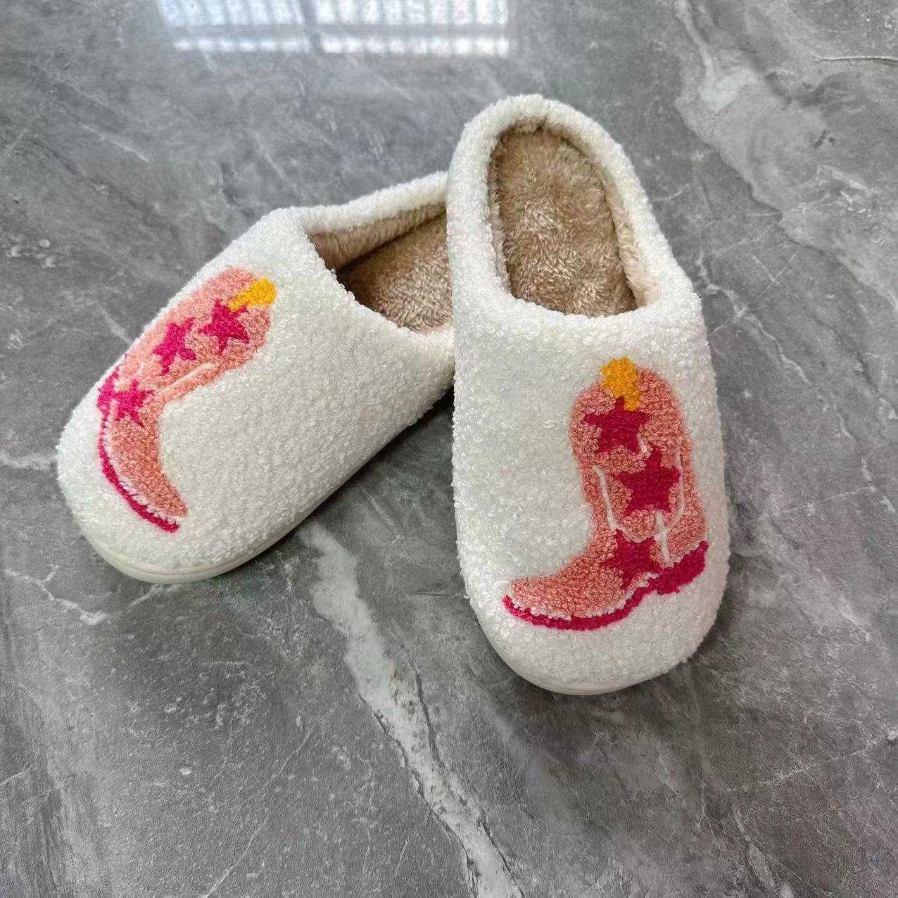Wholesale Slippers Women Winter Indoor Flat Warm Happy Face House Slides Cute Slipper