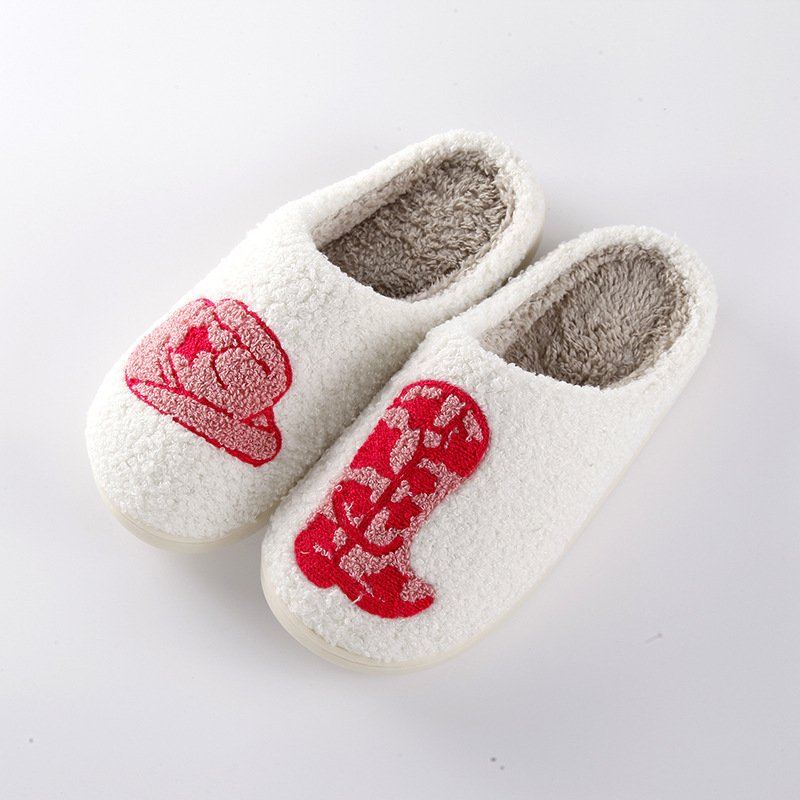 Wholesale Slippers Women Winter Indoor Flat Warm Happy Face House Slides Cute Slipper