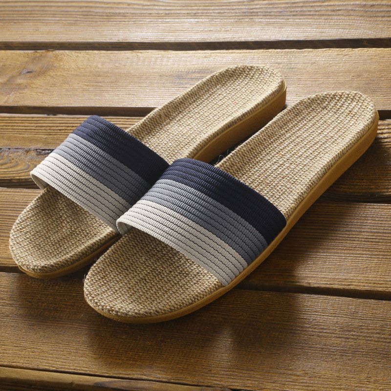 New linen slippers for Women summer household couple indoor sandals soft bottom linen woven slippers for Men Summer
