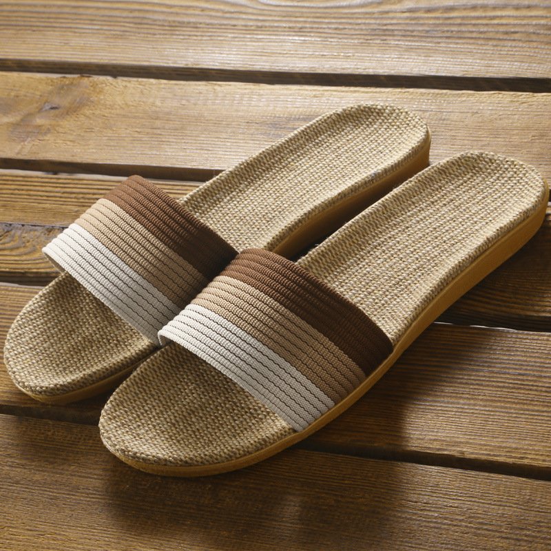 New linen slippers for Women summer household couple indoor sandals soft bottom linen woven slippers for Men Summer