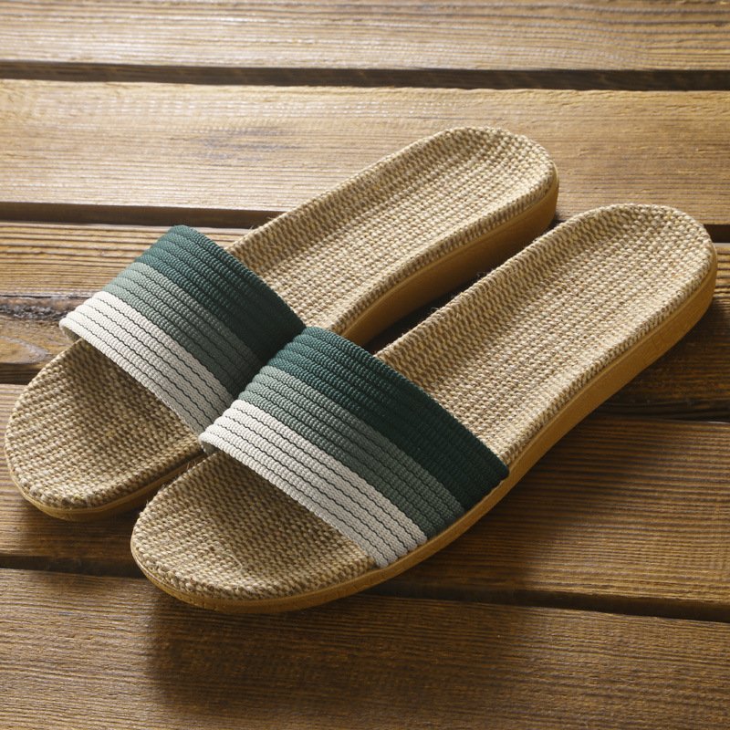 New linen slippers for Women summer household couple indoor sandals soft bottom linen woven slippers for Men Summer