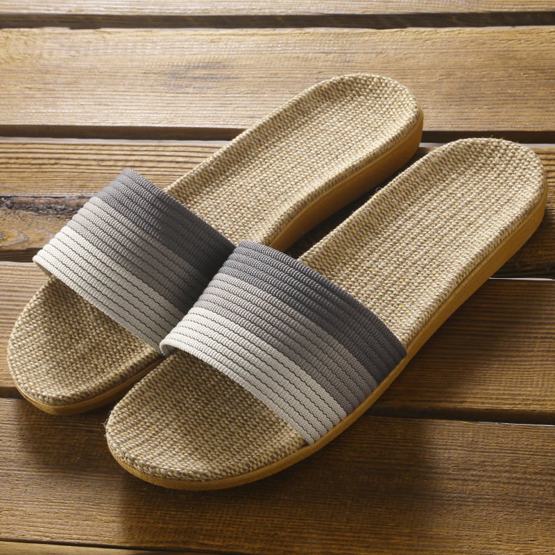 New linen slippers for Women summer household couple indoor sandals soft bottom linen woven slippers for Men Summer