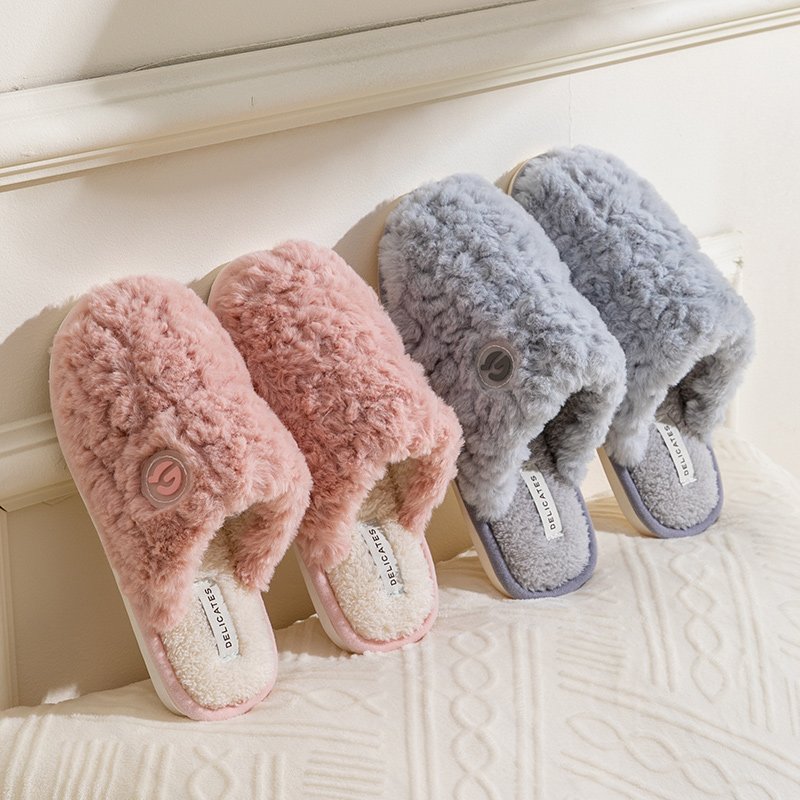 Autumn and winter home with non-slip thick bottom men and women couples home with plush indoor and outdoor cotton slippers