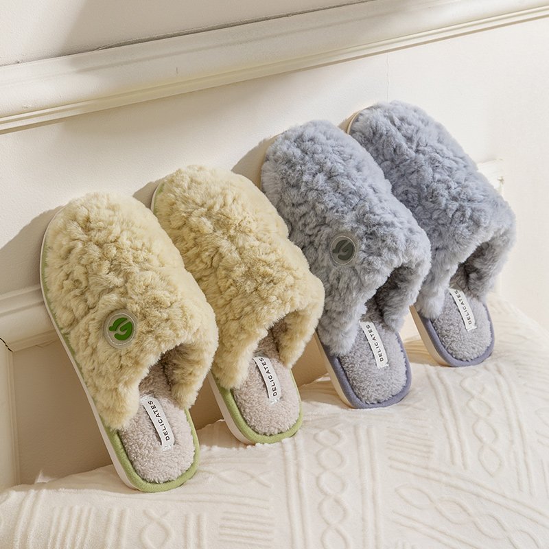Autumn and winter home with non-slip thick bottom men and women couples home with plush indoor and outdoor cotton slippers