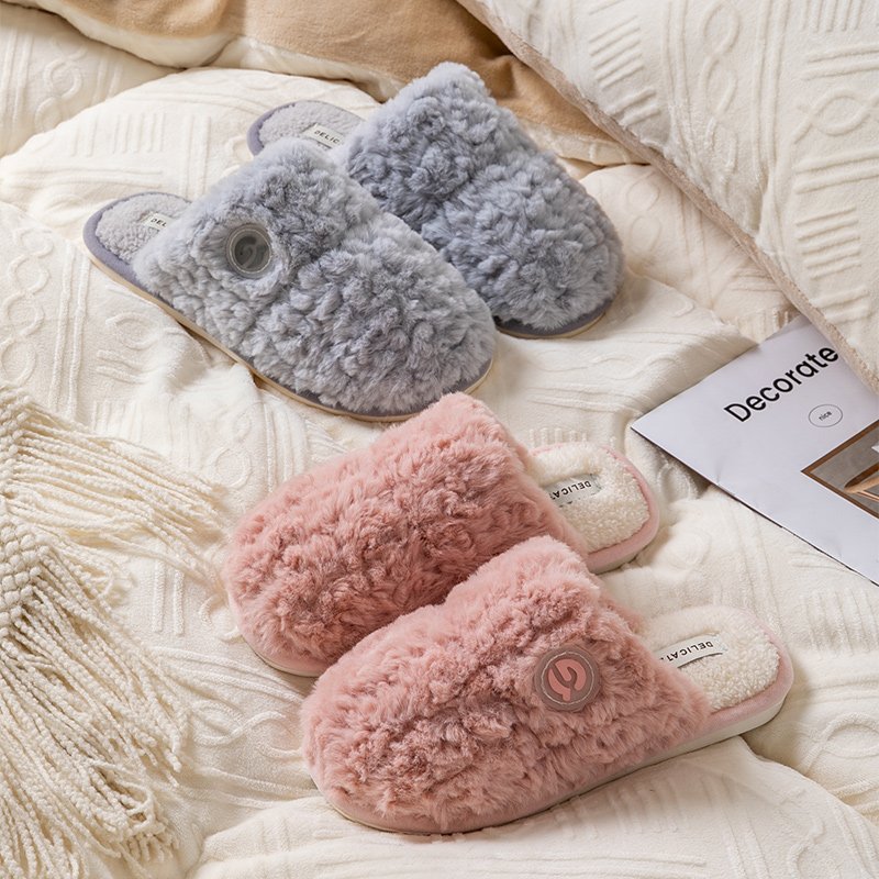 Autumn and winter home with non-slip thick bottom men and women couples home with plush indoor and outdoor cotton slippers