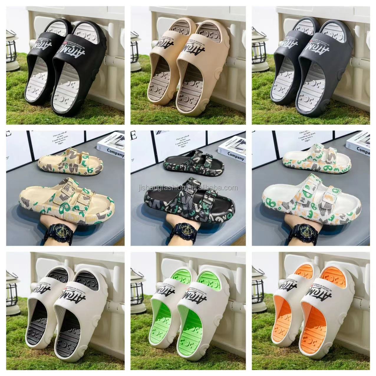 Low price wholesale unisex indoor printed blank slide slippers PVC customized logo household slippers for men and women