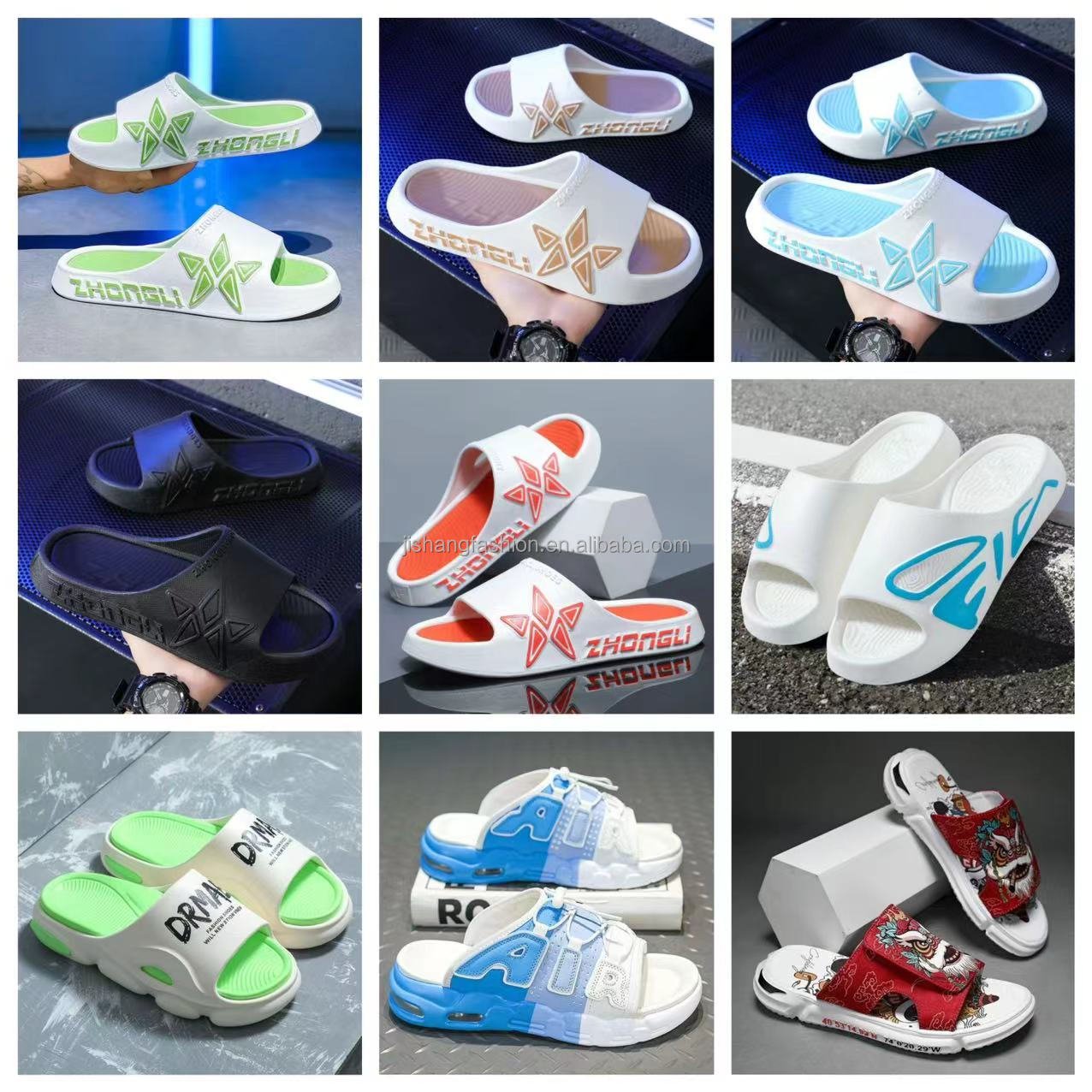 Low price wholesale unisex indoor printed blank slide slippers PVC customized logo household slippers for men and women