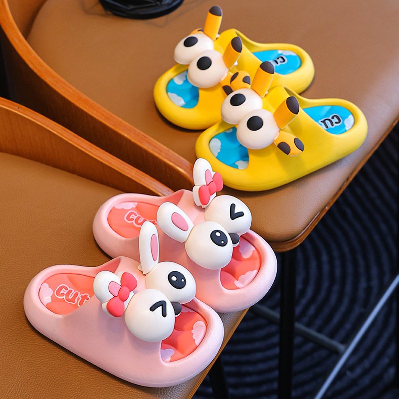 New Summer adult and kids cartoon animal soft soles sandals for children's slippers