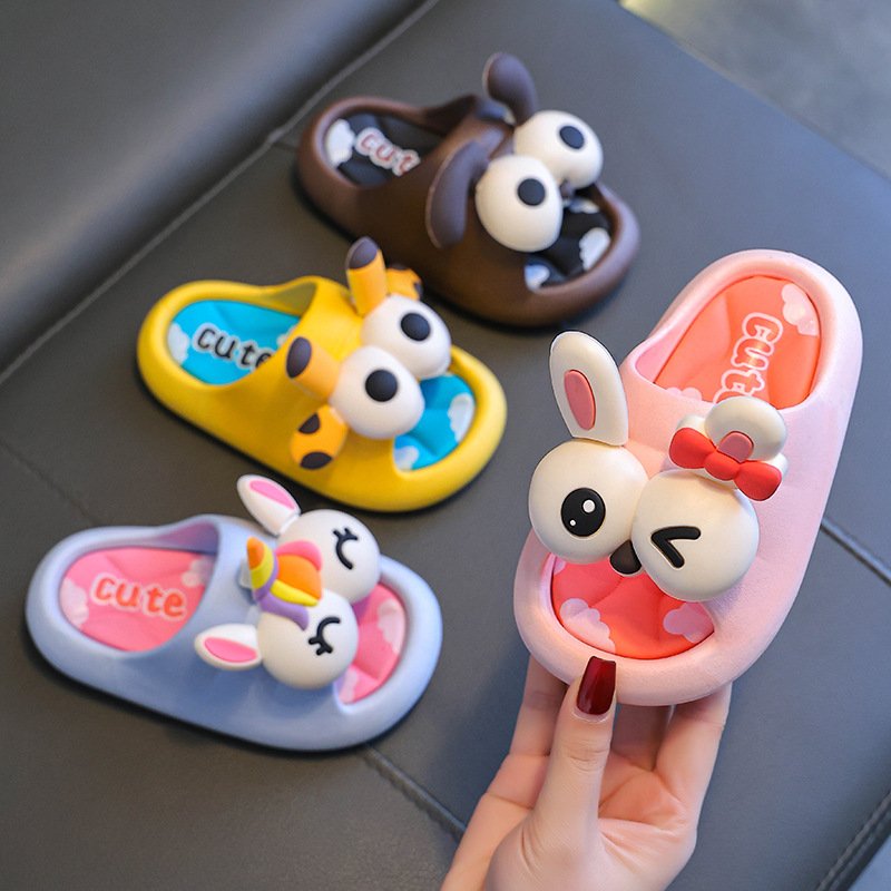New Summer adult and kids cartoon animal soft soles sandals for children's slippers
