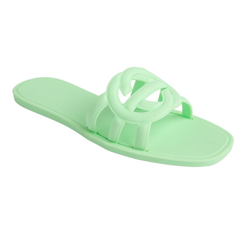 New Fashion Wholesale Summer Beach Hot Sell Trend Square Toe Versatile Slides jelly flat Slipper sandals for women and ladies