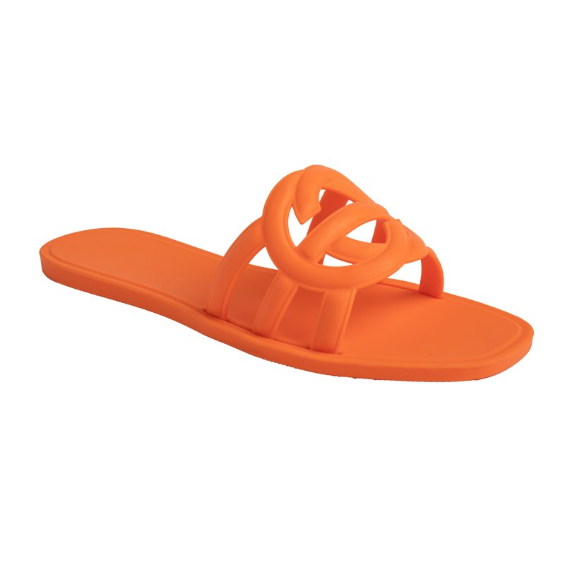 New Fashion Wholesale Summer Beach Hot Sell Trend Square Toe Versatile Slides jelly flat Slipper sandals for women and ladies
