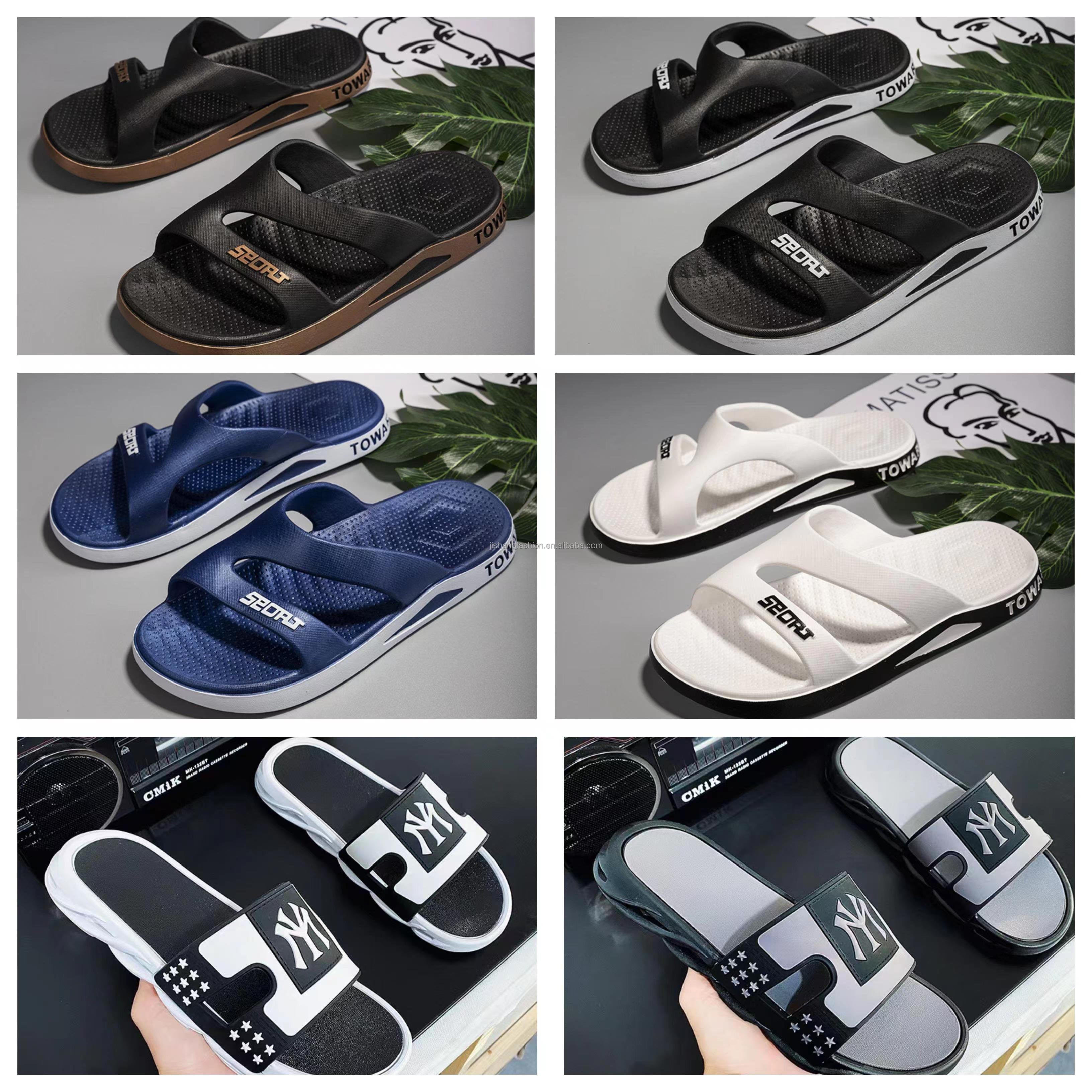 Low price wholesale 2024 hot selling slippers wholesale sandals slippers men's EVA fabric summer casual slippers flat bottom