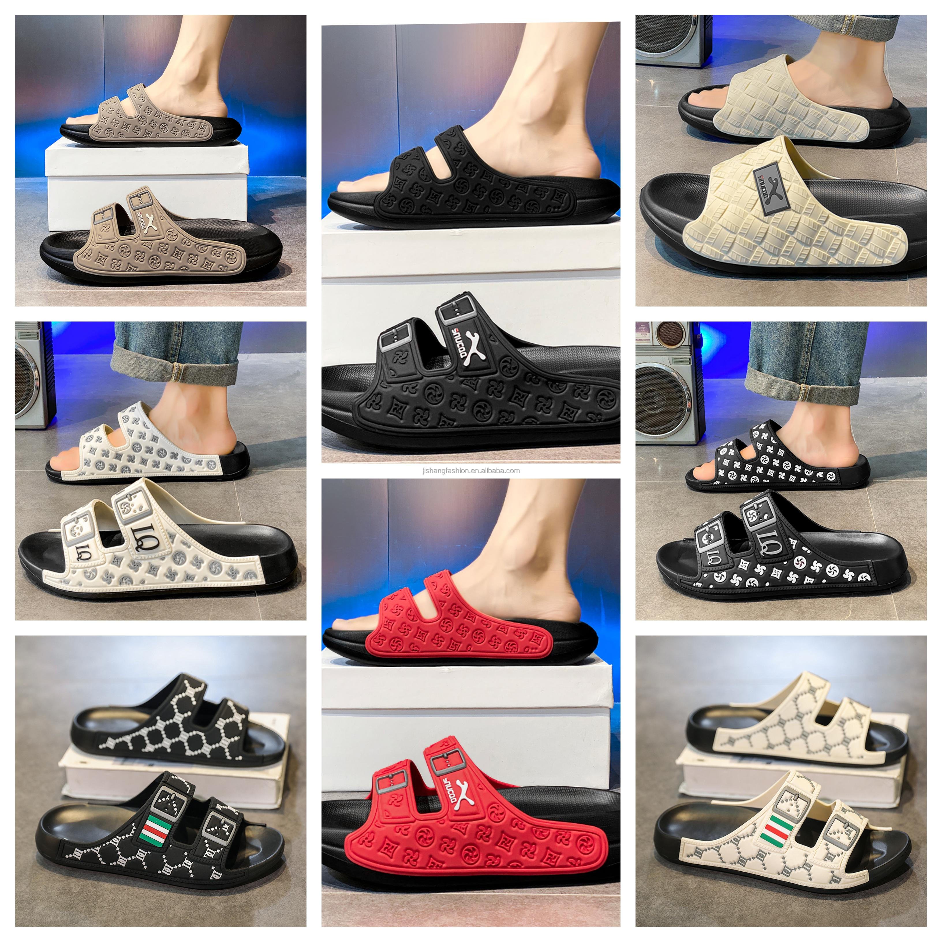 Low price wholesale 2024 hot selling slippers wholesale sandals slippers men's EVA fabric summer casual slippers flat bottom