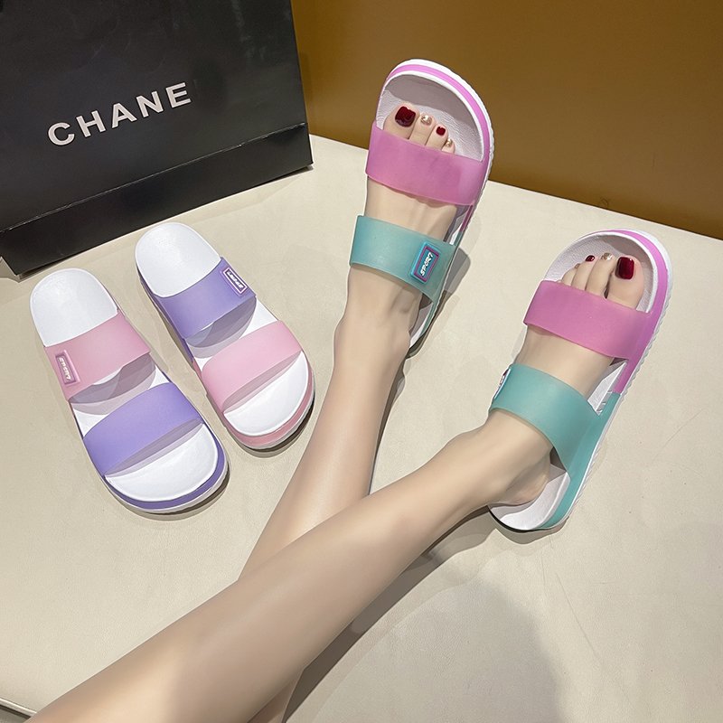 Wholesale women summer plush sandal EVA casual indoor outdoor slides slippers beach sporty slippers for womans