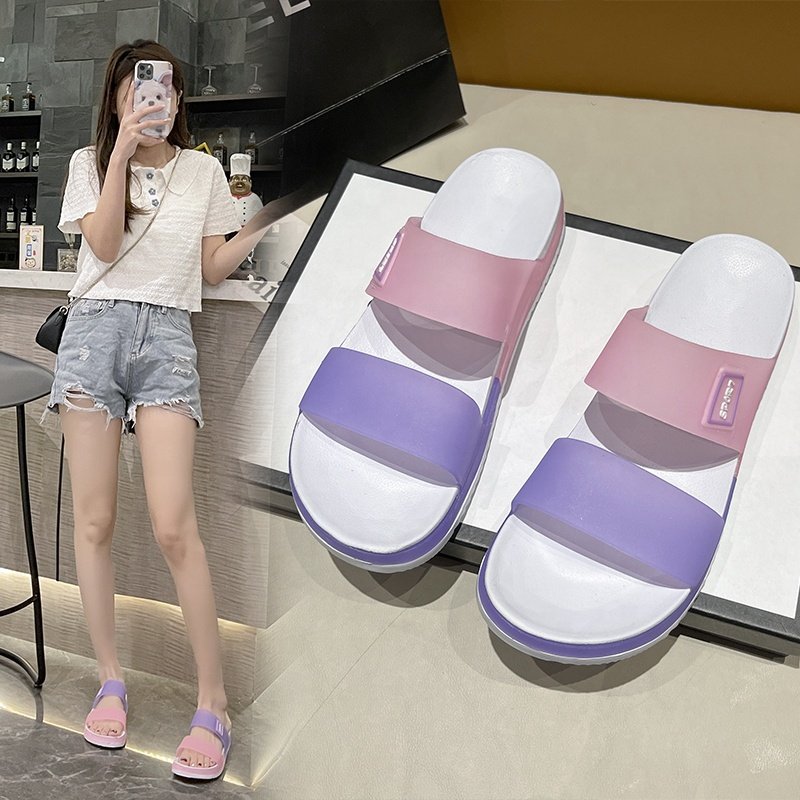 Wholesale women summer plush sandal EVA casual indoor outdoor slides slippers beach sporty slippers for womans