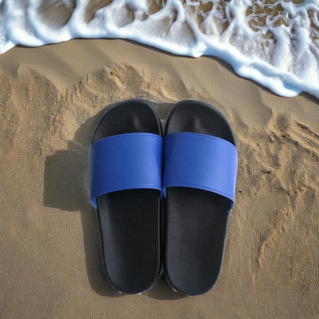 Unisex Solid Printed PVC Slippers Customized Brand Black Slides Footwear Waterproof Summer Sandals Men Cheap Wholesale Blank ODM