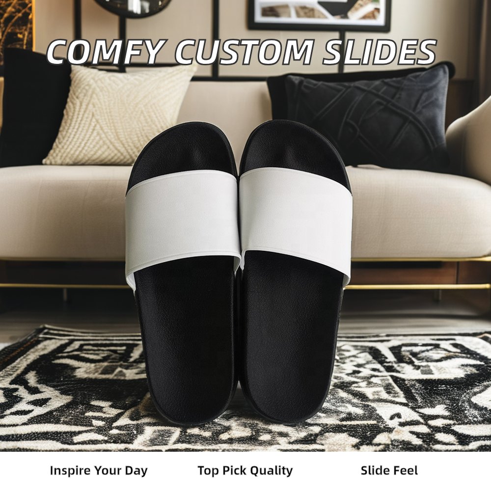 Unisex Solid Printed PVC Slippers Customized Brand Black Slides Footwear Waterproof Summer Sandals Men Cheap Wholesale Blank ODM
