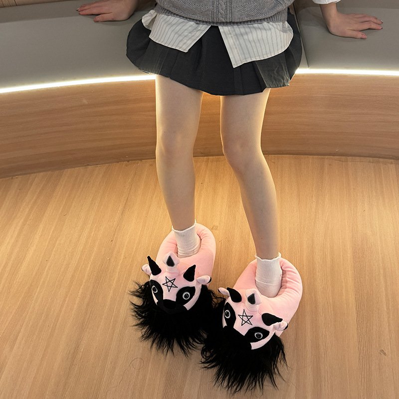 Punk Diablo Series Vampire Style Cotton Plush Slippers Custom Stuffed Slippers For Christmas Gift