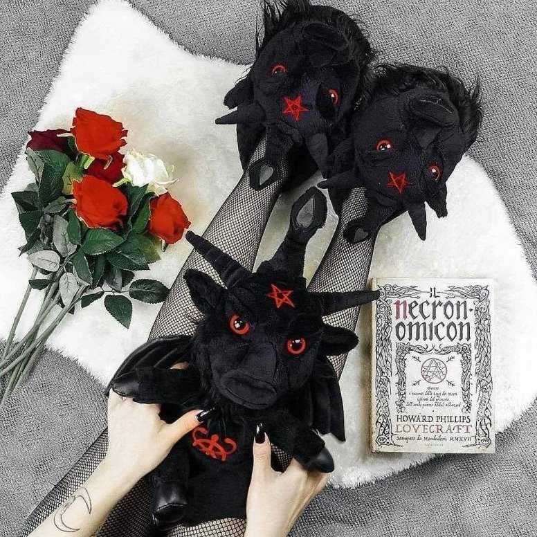 Punk Diablo Series Vampire Style Cotton Plush Slippers Custom Stuffed Slippers For Christmas Gift