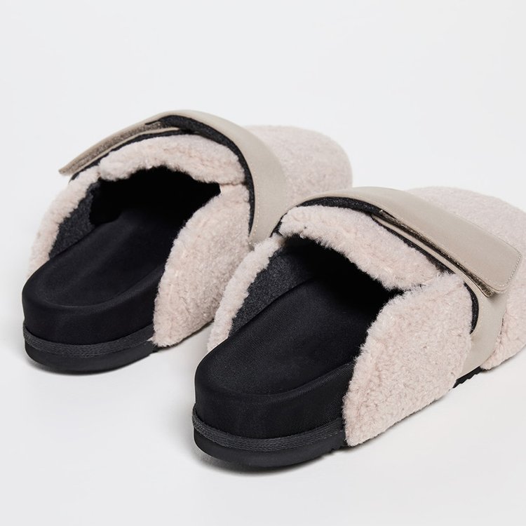 Custom Women's Round Toe Casual Fluffy Loafer Mules Faux Sheespskin Fur Slides Cork Clogs Birken Slippers Manufacture