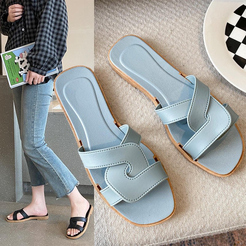 2024 Summer New Cross Strap Slippers PVC EVA Soft Sole Open Toe Sandals Flat Bottom Women Slippers For Indoor Outdoor Beach