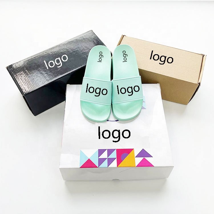 2023 Wholesale High Quality Cheap Anti Slip Custom Printing Logo Pattern PU PVC Women Soft Sandals Slides Slippers With Box