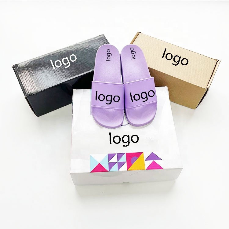 2023 Wholesale High Quality Cheap Anti Slip Custom Printing Logo Pattern PU PVC Women Soft Sandals Slides Slippers With Box