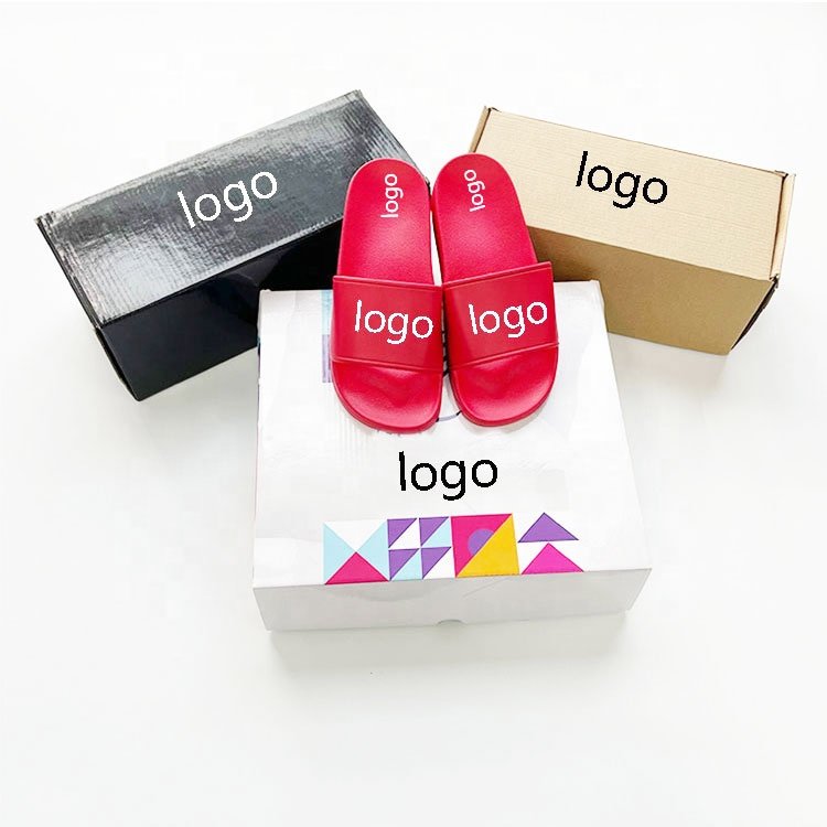 2023 Wholesale High Quality Cheap Anti Slip Custom Printing Logo Pattern PU PVC Women Soft Sandals Slides Slippers With Box