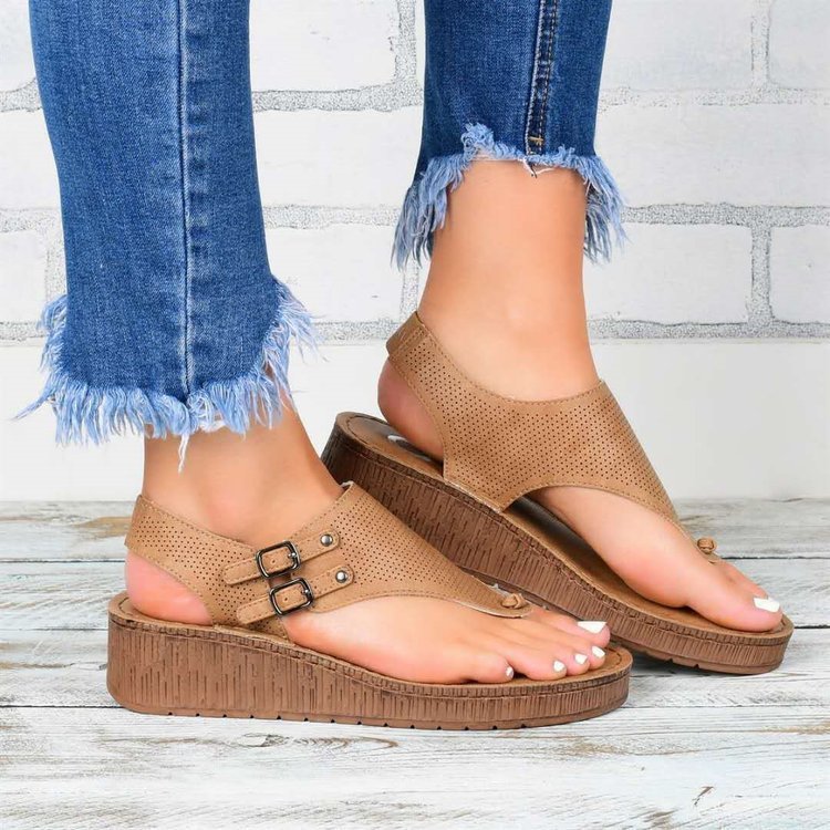 Women's Sandals Wedge Heel Open Toe PU Solid Colored White Black Khaki