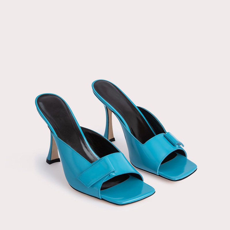 Handmade Custom Ladies' Genuine Leather Slide Slippers Sexy Thin Heel PU Insole Summer Parties Custom Heels Factory Direct