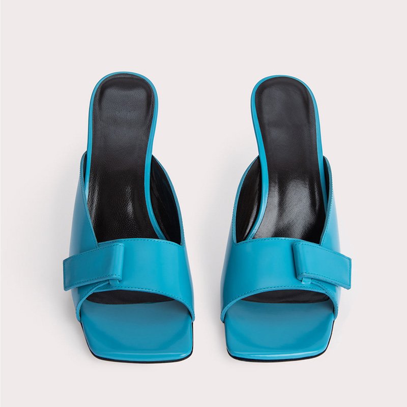Handmade Custom Ladies' Genuine Leather Slide Slippers Sexy Thin Heel PU Insole Summer Parties Custom Heels Factory Direct