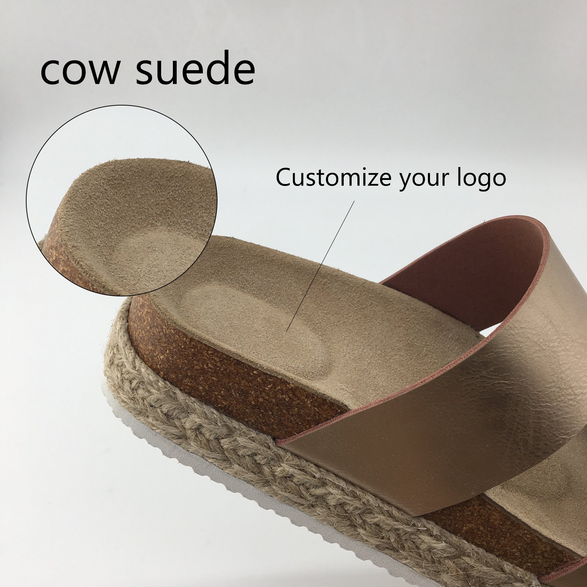 Custom Wedge Slide Slippers Women Shoes Ladies Sandals Customized Flat Cork Sole Outdoor Foot Wear Casual EVA PU