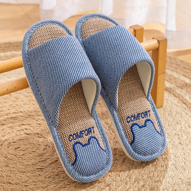 Women's Shoes Linen Slippers Non-slip Absorbent Floor and Bedroom Couple Thick Bottom Fashion Comfortable Indoor Slippers