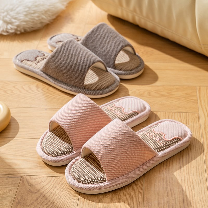 Women's Shoes Linen Slippers Non-slip Absorbent Floor and Bedroom Couple Thick Bottom Fashion Comfortable Indoor Slippers