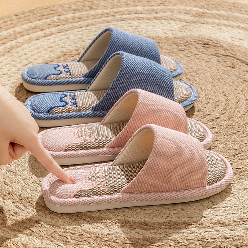 Women's Shoes Linen Slippers Non-slip Absorbent Floor and Bedroom Couple Thick Bottom Fashion Comfortable Indoor Slippers
