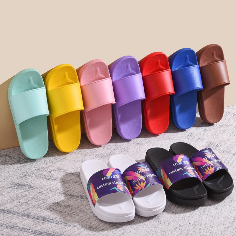 Wholesale Custom Print Beach Thick Soled Chunky Platform Beach Slides Sandal Slippers Logo Womens Mens