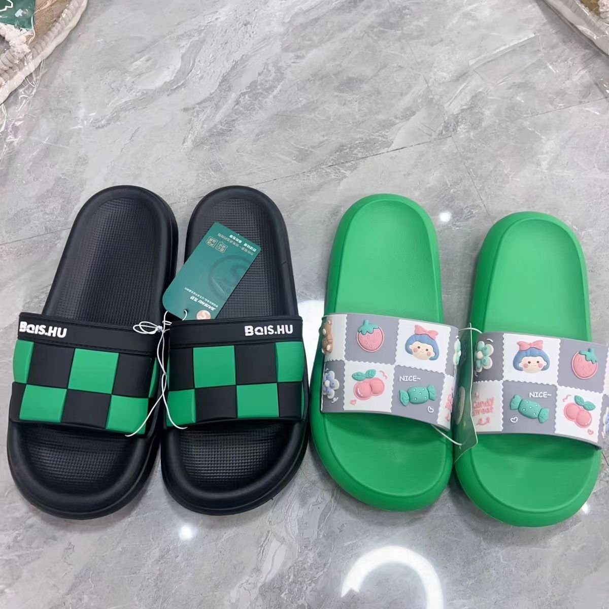 2024 Beach Fashion Women Summer Striped Sandals Eva Custom Printed Sports Men'S Slides Slippers Logo For Men