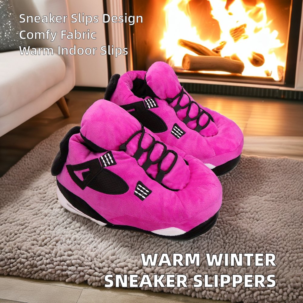 Customizable Wholesale Indoor House Slippers Warm Fuzzy Sneakers for Couples with round Toe Winter Sneaker slipper