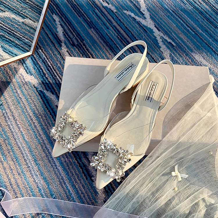 Reliable quality Diamond flat Ladies Pointed Toe Shoes Women Custom Rhinestone Sandals