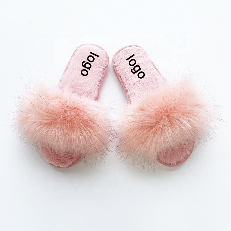 Spring High-quality Factory Direct Sales Big Fluffy White Slippers Women Faux Fur Slides For Kids for South Africa