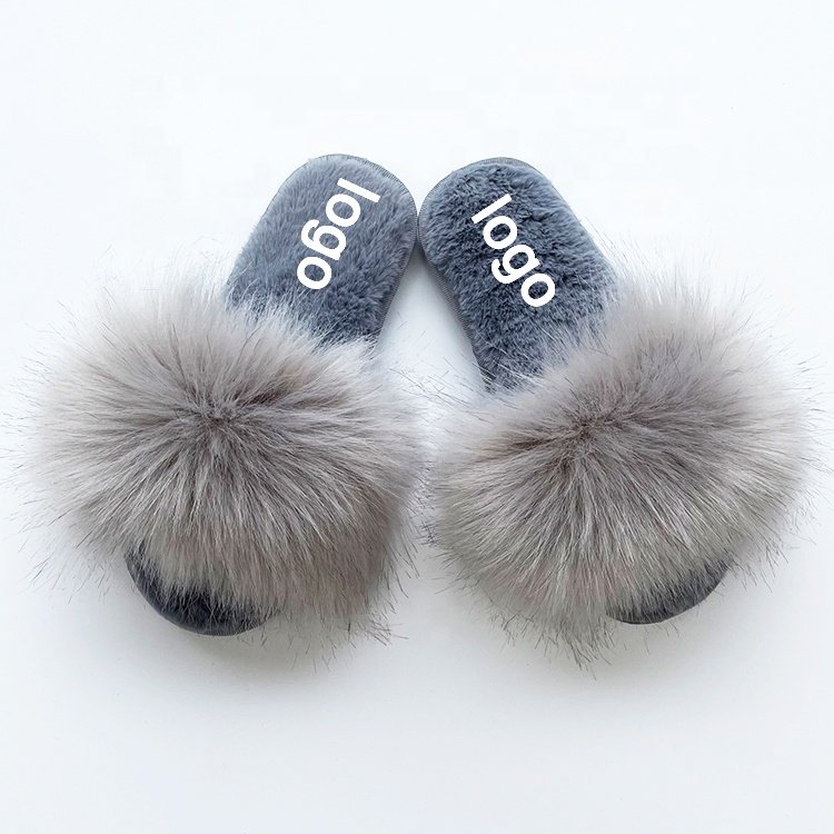 Spring High-quality Factory Direct Sales Big Fluffy White Slippers Women Faux Fur Slides For Kids for South Africa